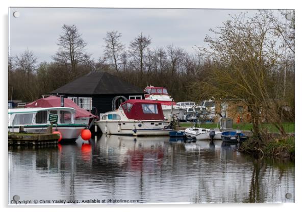 Norfolk Broads Boat Yard Acrylic by Chris Yaxley