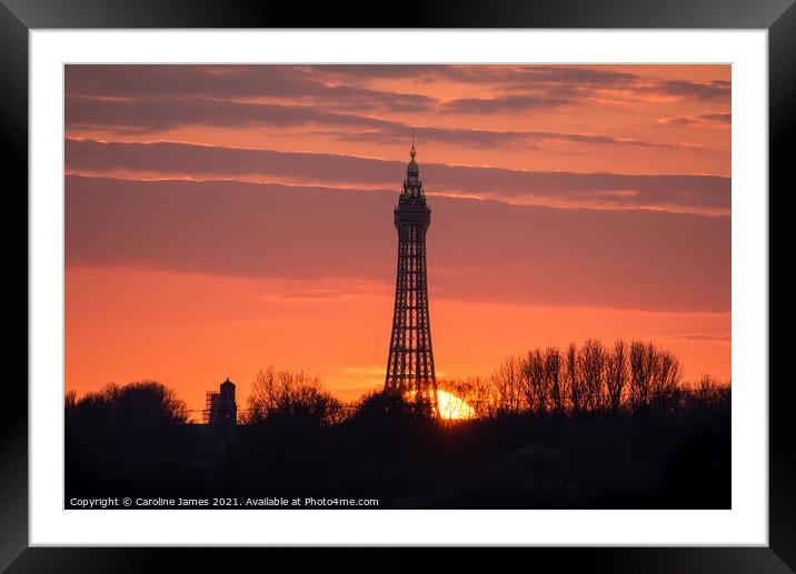 Blackpool Tower Sunset  Framed Mounted Print by Caroline James