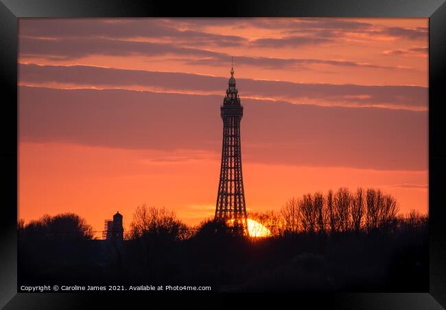 Blackpool Tower Sunset  Framed Print by Caroline James