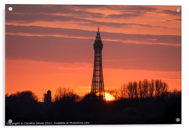 Blackpool Tower Sunset  Acrylic by Caroline James