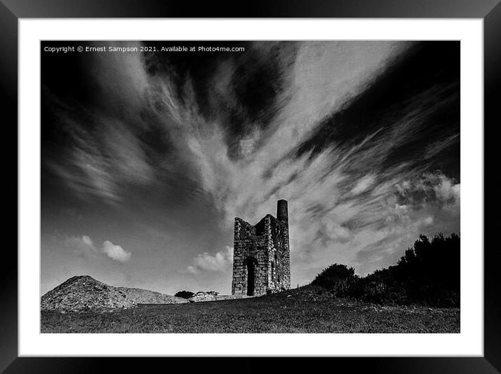 Cornish Tin Mine Engine House, Wheal Uny Redruth. Framed Mounted Print by Ernest Sampson
