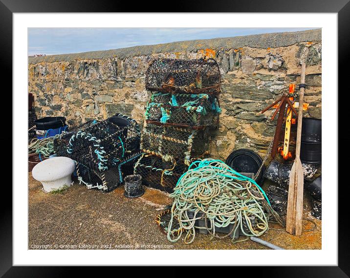 Lobster Pots Framed Mounted Print by Graham Lathbury