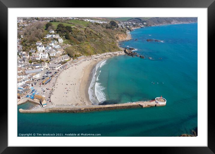 Aerial photograph of Looe, Cornwall, England. Framed Mounted Print by Tim Woolcock