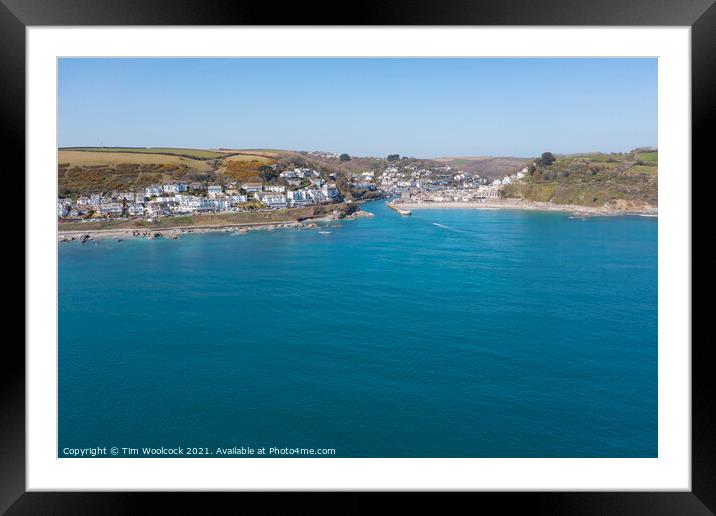 Aerial photograph of Looe, Cornwall, England. Framed Mounted Print by Tim Woolcock
