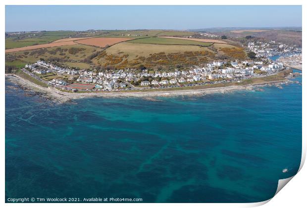 Aerial photograph of Looe, Cornwall, England. Print by Tim Woolcock