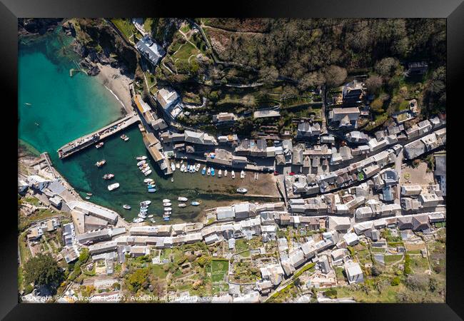 Aerial photograph of Polperro, Cornwall, England. Framed Print by Tim Woolcock