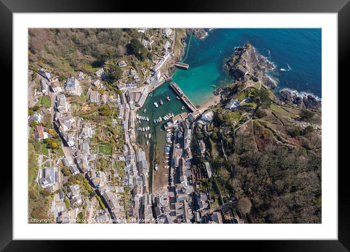 Aerial photograph of Polperro, Cornwall, England. Framed Mounted Print by Tim Woolcock