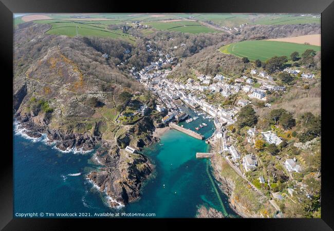 Aerial photograph of Polperro, Cornwall, England. Framed Print by Tim Woolcock
