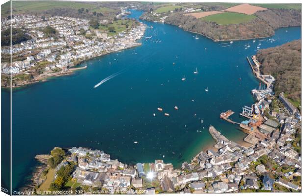 Aerial photograph of Fowey and Polruan, Cornwall, England. Canvas Print by Tim Woolcock
