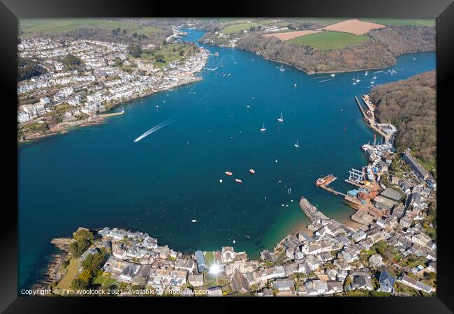 Aerial photograph of Fowey and Polruan, Cornwall, England. Framed Print by Tim Woolcock
