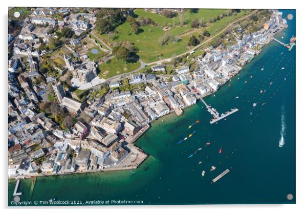 Aerial photograph of Fowey and Polruan, Cornwall, England. Acrylic by Tim Woolcock