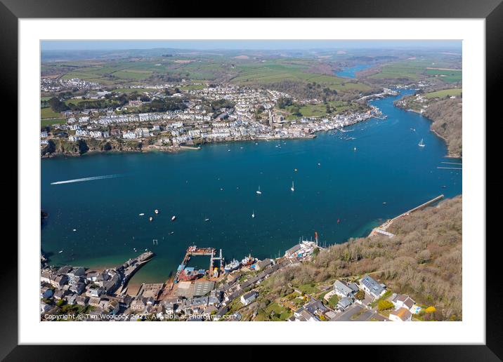 Aerial photograph of Fowey and Polruan, Cornwall, England. Framed Mounted Print by Tim Woolcock