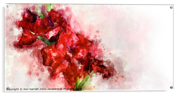 A Mess of Red Gladioli Acrylic by Ann Garrett