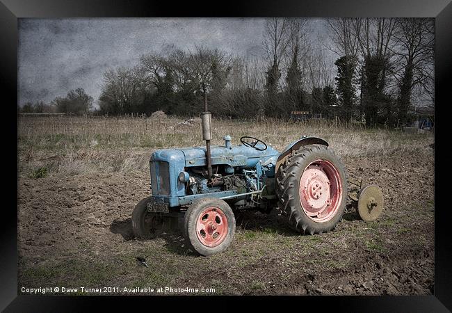 Fordson Tractor at Wicklewood, Norfolk Framed Print by Dave Turner