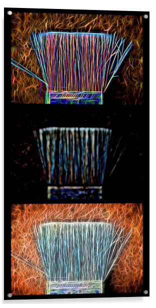 Abstract Triptych of a Paintbrush Acrylic by Glen Allen