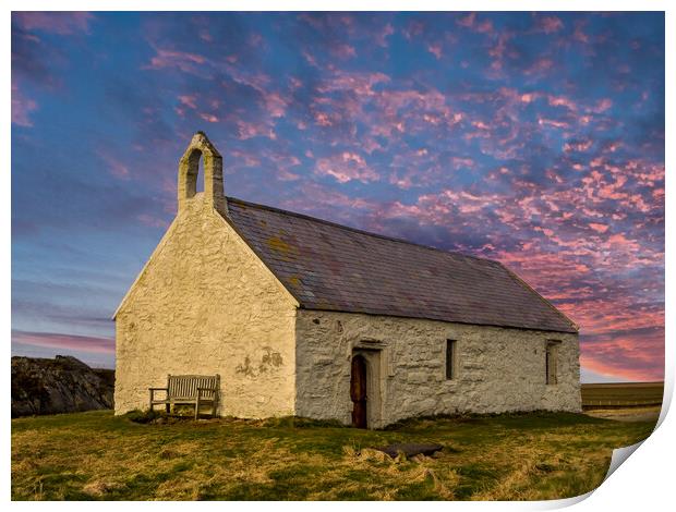 St Cwyfan's Church. Anglesey. Print by Colin Allen
