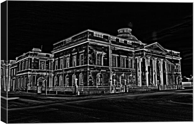 Pencil drawing of Ayr County Buildings Canvas Print by Allan Durward Photography