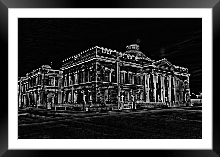Pencil drawing of Ayr County Buildings Framed Mounted Print by Allan Durward Photography
