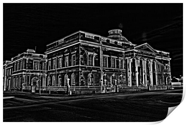 Pencil drawing of Ayr County Buildings Print by Allan Durward Photography