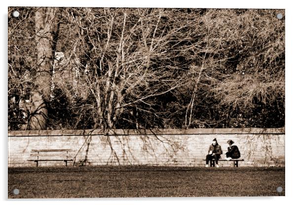 In the Park - Sepia Acrylic by Glen Allen
