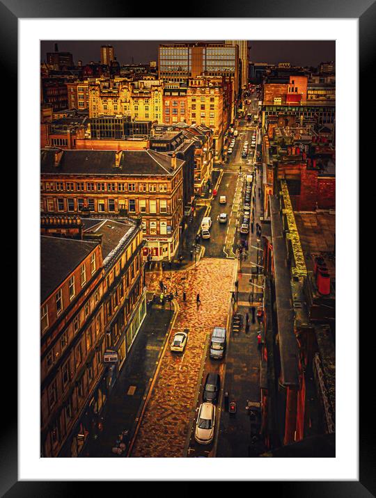 Glasgow City Lights Framed Mounted Print by Tylie Duff Photo Art