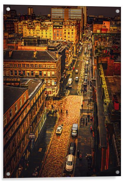 Glasgow City Lights Acrylic by Tylie Duff Photo Art