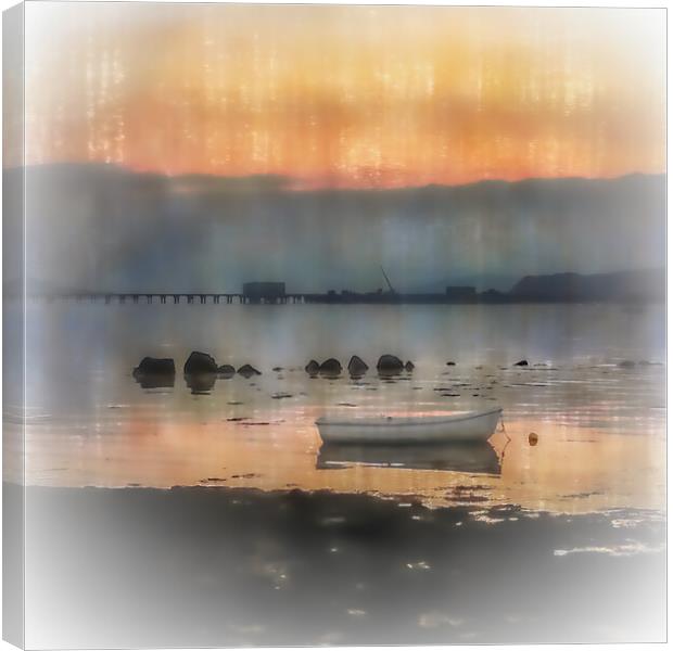 Dinghy In The Sunset At Fairlie On The Clyde Canvas Print by Tylie Duff Photo Art
