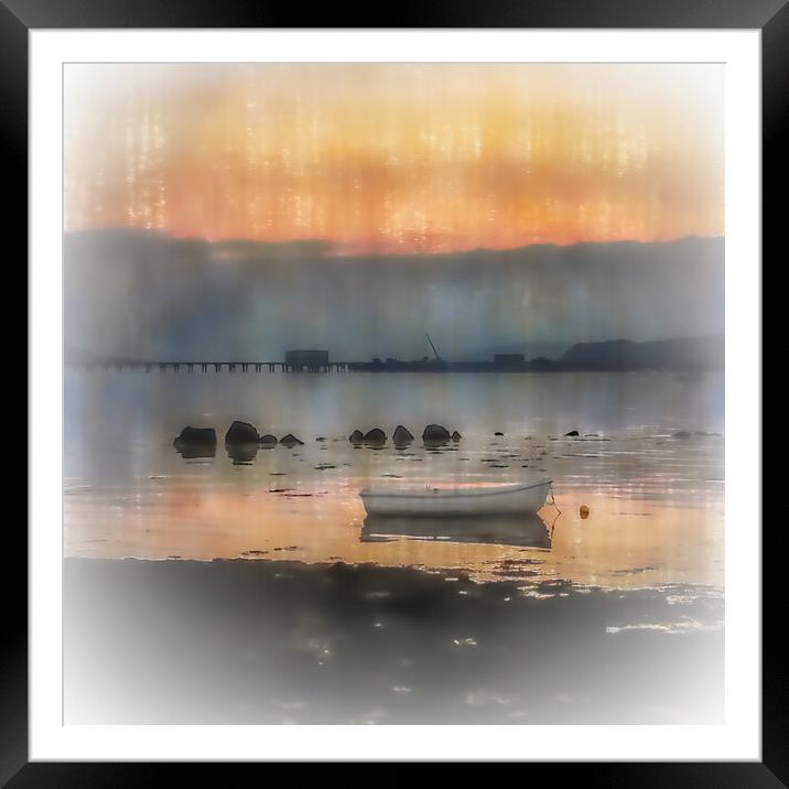 Dinghy In The Sunset At Fairlie On The Clyde Framed Mounted Print by Tylie Duff Photo Art
