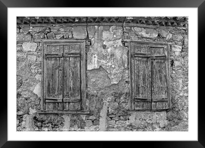 Old wooden window shutters Framed Mounted Print by Kevin Hellon