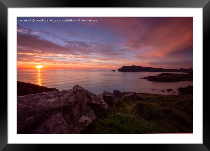 As the Sun goes down, Sybil Head, Dingle Peninsula Framed Mounted Print by Derek Daniel