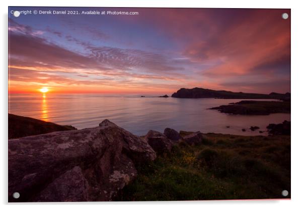 As the Sun goes down, Sybil Head, Dingle Peninsula Acrylic by Derek Daniel