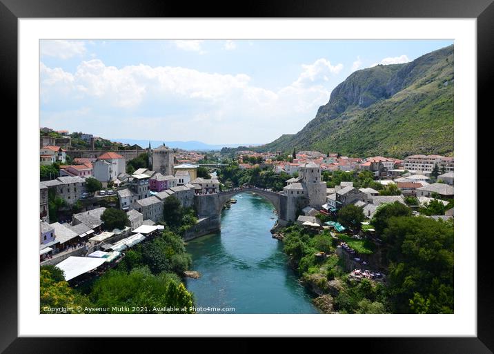 Mostar Bridge Framed Mounted Print by Aysenur Mutlu