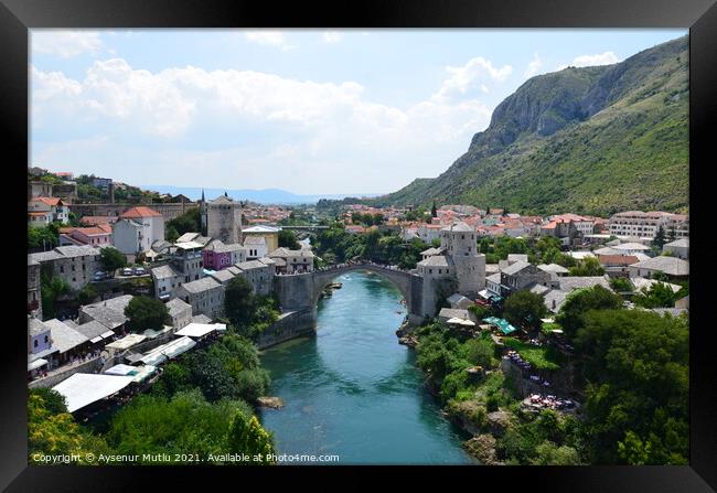 Mostar Bridge Framed Print by Aysenur Mutlu