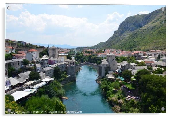 Mostar Bridge Acrylic by Aysenur Mutlu