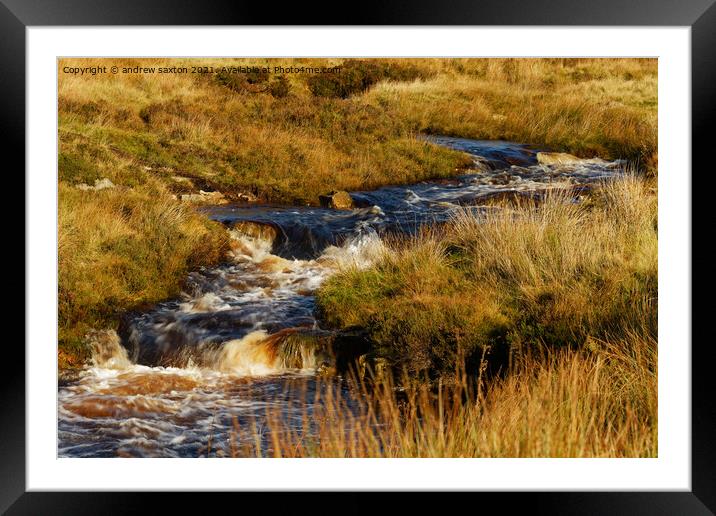 WATER IN MOORS Framed Mounted Print by andrew saxton
