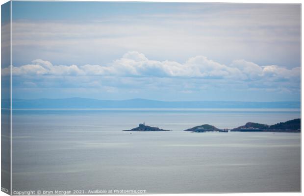 Mumbles lighthouse and pier viewed from Pantycelyn Road Canvas Print by Bryn Morgan