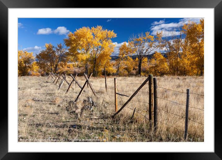 Yellow Trees and Montana Fences Framed Mounted Print by Steve de Roeck