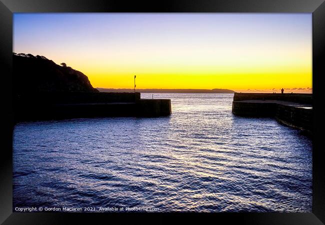 Winter morning sunrise Charlestown Harbour Cornwall Framed Print by Gordon Maclaren