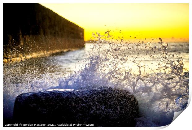 Crashing waves Charlestown Cornwall as the winter  Print by Gordon Maclaren