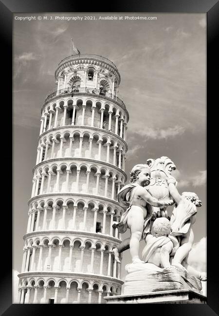 Leaning tower and Pisa cathedral on a bright sunny day in Pisa,  Framed Print by M. J. Photography