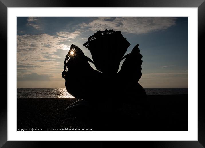 A conversation with the sea. Magi Hambling sculpture Framed Mounted Print by Martin Tosh
