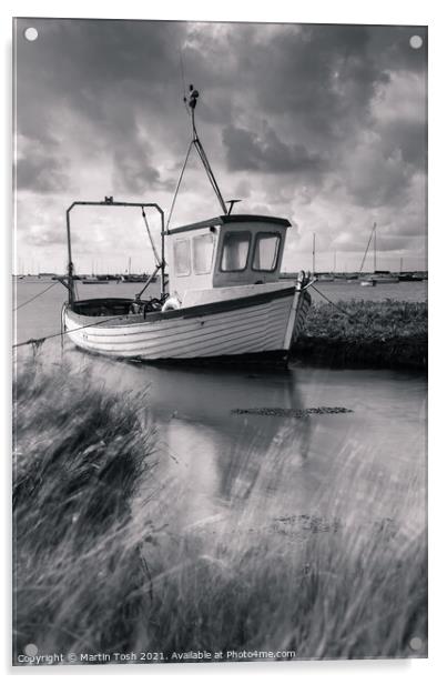 Fishing boat in salt marsh Acrylic by Martin Tosh