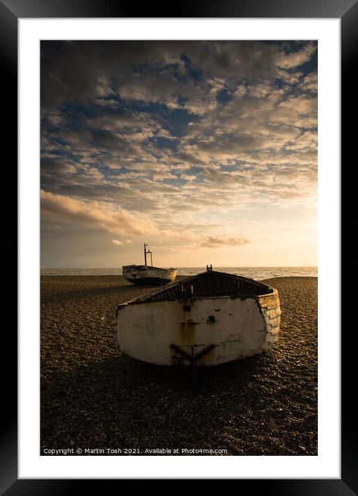 Ready ii. Old rowing boats on shingle beach Framed Mounted Print by Martin Tosh