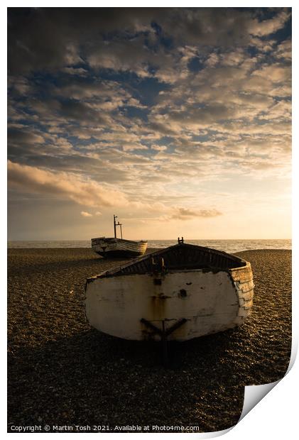 Ready ii. Old rowing boats on shingle beach Print by Martin Tosh