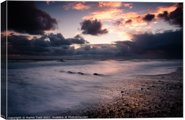 Mundesley beach- stormy clouds Canvas Print by Martin Tosh