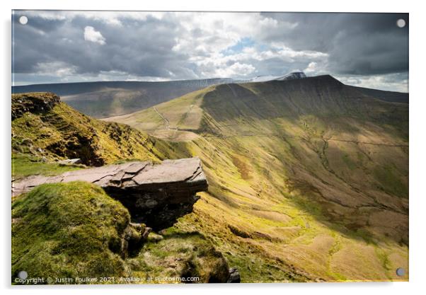 Cribyn & Pen Y Fan from Fan Y Big, Brecon Beacons Acrylic by Justin Foulkes