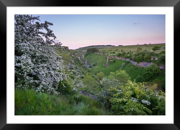 Lathkill dale at dusk, Peak District, Derbyshire Framed Mounted Print by Andrew Kearton