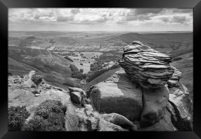 View of Edale from Upper Tor, Kinder Scout, Derbyshire Framed Print by Andrew Kearton