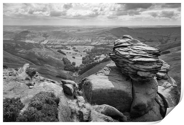 View of Edale from Upper Tor, Kinder Scout, Derbyshire Print by Andrew Kearton
