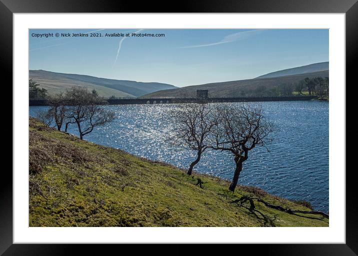 The disused Gwryne Fawr Reservoir Black Mountains Framed Mounted Print by Nick Jenkins